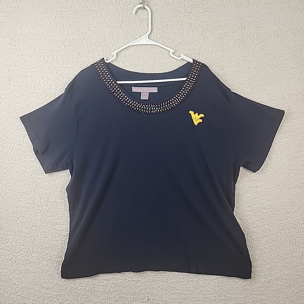 Women's Navy Embellished Top